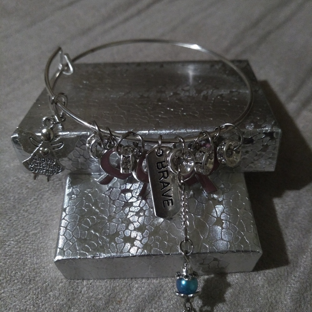 Breast cancer awareness themed bracelet ,handmade